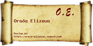 Orsós Elizeus névjegykártya